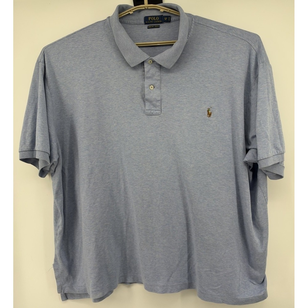 Polo Ralph Lauren Rima Soft Touch Short Aleevenpolo Shirt Blue Men's 4XB Big
